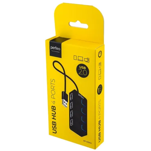 Коммутатор USB 2.0 PERFEO PF-H044 Black