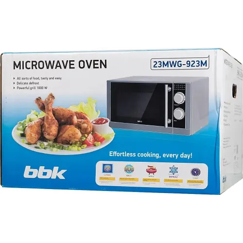 Микроволновая печь BBK 23MWG-923M/BX, гриль, 23 л., черная/нерж. (М)