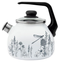 Чайник со свистком APPETITE Flora-2, эмаль, белый, 3 л. (4с209я)