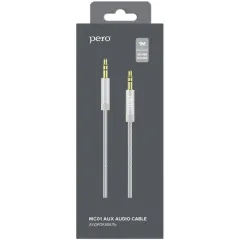 Кабель Jack вилка - Jack вилка 1 м Pero MC-01 текстильный серебристый