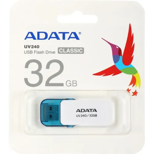 Карта USB2.0 32 GB A-DATA AUV240-32G-RWH белый/голубой