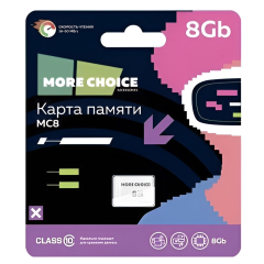 Карта micro-SD 8 GB More choice Class10 MC8 (4610196407505)