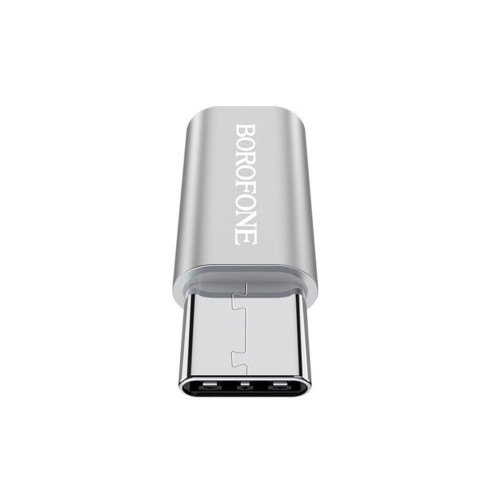 Переходник microUSB to Type-C Borofone BV4 серебро