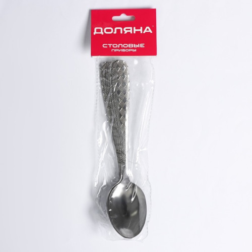 Ложка столовая, набор, Доляна «Ромб», без золота, нерж., h=20,5 см, 6 пр.(3795903)