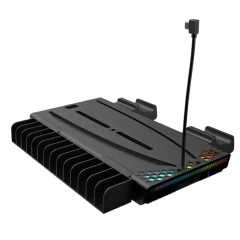 Зарядная док станция lyaMaDi для Sony PS5 Slim c охлаждением, подсветкой, черная