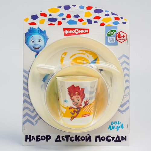 Набор столовый детский «Фиксики» (тарелка, миска, стакан, ложка)(6435963)