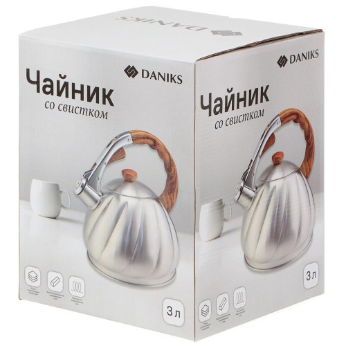 Чайник со свистком Daniks GS-04571/MSY-087, нерж., 3 л.