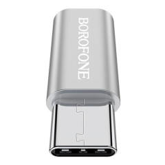 Переходник microUSB to Type-C Borofone BV4 серебро