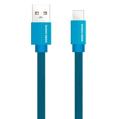 Кабель USB 2.0 A вилка - Type C 1 м More choice K20a нейлон 2.1A синий