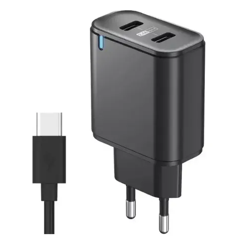 СЗУ OLMIO 2.4A Smart IC + кабель Type-C двухпортовое черное