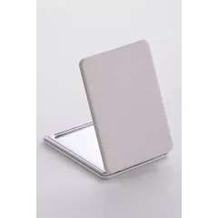 Зеркальце косметическое складное, экокожа, прямоугол., белое