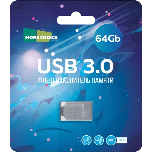 Карта USB3.0 64 GB More Choice Mini MF64-2m серебристый