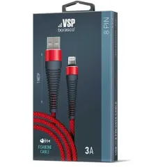 Кабель USB 3.0 A вилка - 8pin 1 м Borasco Lightning 1m 3А Fishbone усиленный красный