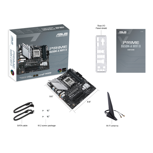 М/П SOC-AM5 ASUS PRIME B650M-A WIFI II RTL AMD B650, 4*DDR5, 4*SATA 6G RAID, 2*M.2