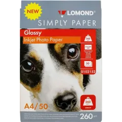 Бумага LOMOND A4 260г/м2/50л./белый глянцевое для струйной печати