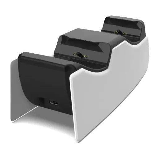 Зарядная док станция для геймпадов PS5 VOLFOX P5-100 DualSense, подсветка, белый/черный