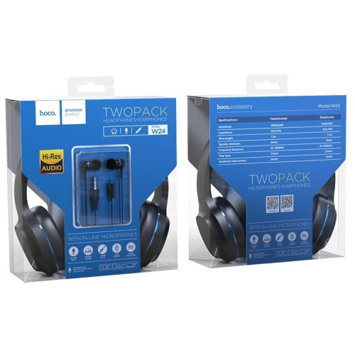 Гарнитура + наушники HOCO W24 синий
