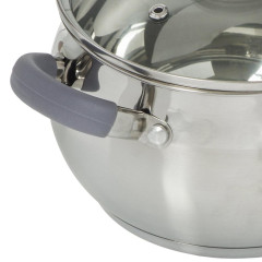 Кастрюля Daniks Модерн, нерж., индукция, серый, 2 л. (SD-16N)