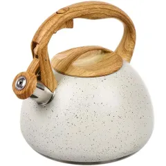 Чайник со свистком Daniks GS-04049H, индукция, нерж., белый мрамор, 2,7 л.(430550)