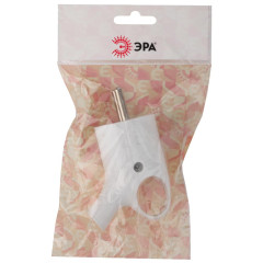 Вилка ЭРА 2P+E угловая 16А белая с кольцом Vx4-W (698548)