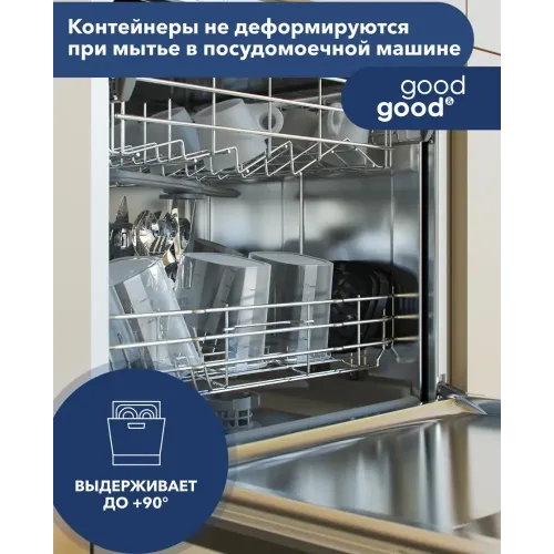 Контейнер пласт. GOOD&GOOD, квадрат, 2000 мл., прозрачный/черная крышка