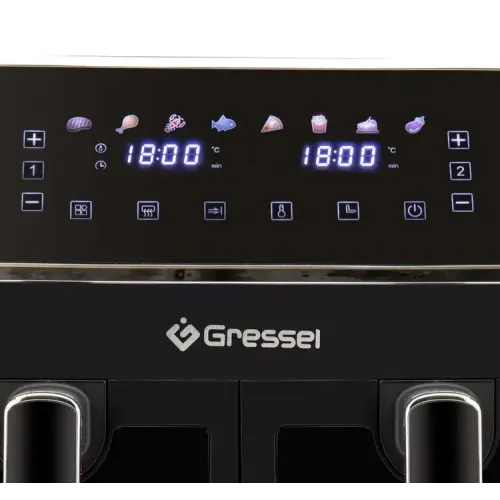 Аэрогриль GRESSEL GAF-1825, 2 чаши, черный