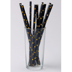Трубочки для коктейля «Звёзды», черные, набор 12 шт.(9686268)