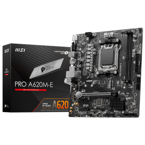 М/П SOC-AM5 MSI PRO A620M-E SocketAM5 AMD A620 2xDDR5 mATX AC`97 8ch(7.1) GbLAN RAID+VGA+HDMI