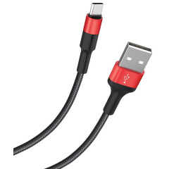 Кабель USB 2.0 A вилка - Type C 1 м HOCO X26 Xpress черно-красный