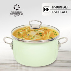 Кастрюля Сантэкс, Слм, эмаль, индукция , 4л, салатовый ментол, 1-2440211 (346321)