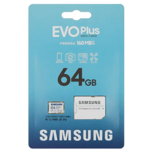 Карта micro-SD 64 GB Samsung SAM-MB-MC64SACN EVO+ 64Gb+SD adapter