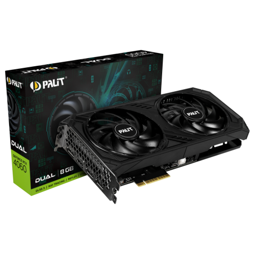 Видеокарта Palit PCI-E 4.0 RTX4060 DUAL OC NV RTX4060 8192Mb 128 GDDR6 1830/17000/HDMIx1/DPx3/HDCP R NE64060T19P1-1070D