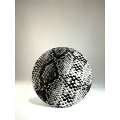 Зеркальце косметическое складное, экокожа, змея, круглое., серый/черный