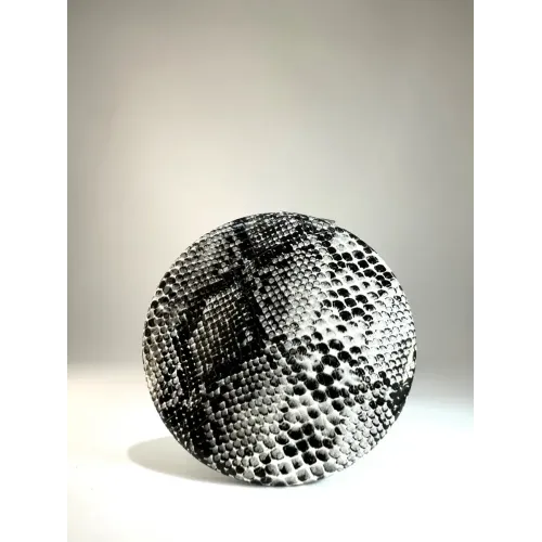 Зеркальце косметическое складное, экокожа, змея, круглое., серый/черный