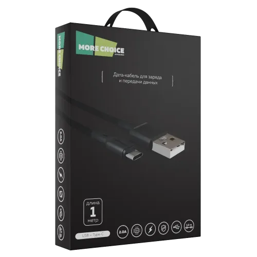 Кабель USB 2.0 A вилка - Type C 1 м More choice K19a (Black)