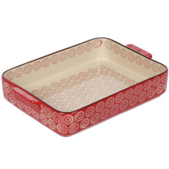 Форма для выпечки керамика Спектр Круги на красном, фигурная, 35х24.5х6.5 см (Y6-10300)(462728)