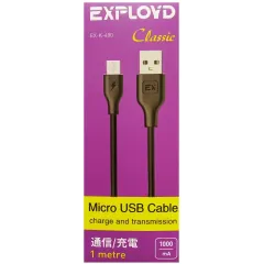 Кабель USB 2.0 A вилка - microUSB 1 м EXPLOYD EX-K-480 чёрный