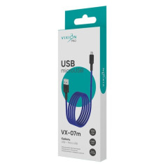 Кабель USB 2.0 A вилка - microUSB 1 м Vixion 2.4A VX-07m PRO синий