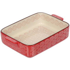 Форма для выпечки керамика Спектр Круги на красном, фигурная, 30.5х21х6.5 см (Y6-10298)(462726)