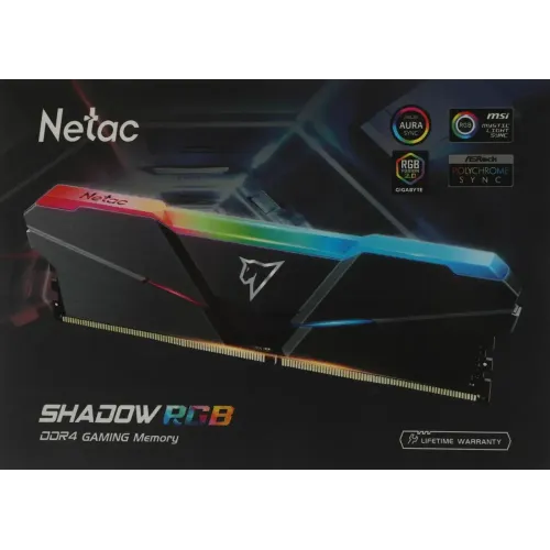 Память DDR4 16384Mb 3600MHz Netac Shadow RGB C18 Grey NTSRD4P36DP-16E kit of 2
