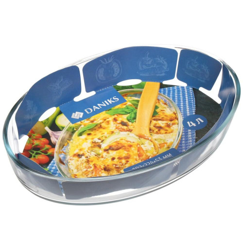 Форма для выпечки стекло DANIKS, овальная, 39.2х22.4х5.3 см, 4 л (HSAP40LT)(361438)