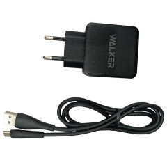 СЗУ WALKER 3А WH-25, 3А, 18Вт, USB, поддержка QC, + кабель Type-C, черное