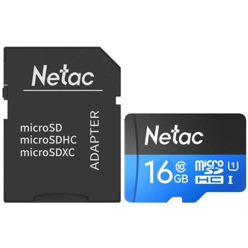 Карта micro-SD 16 GB NETAC NT02P500STN-016G-R P500 + adapter