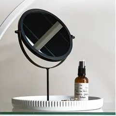 Зеркало косметическое настольное, на ножке, Ф 17 см, черное
