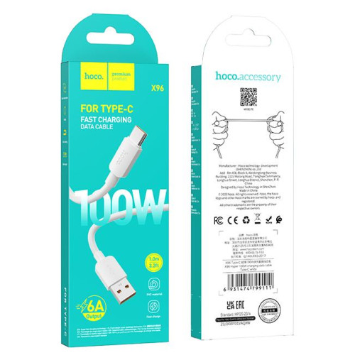 Кабель USB 3.0 A вилка - Type C 1 м HOCO X96 White
