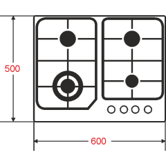 Стол газовый ATLAN 4 PA 60 IN MSTSQ (*7)