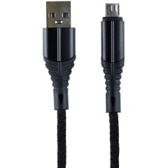 Кабель USB 2.0 A вилка - micro USB 1 м ZIBELINO нейлоновый 2.1А  черный