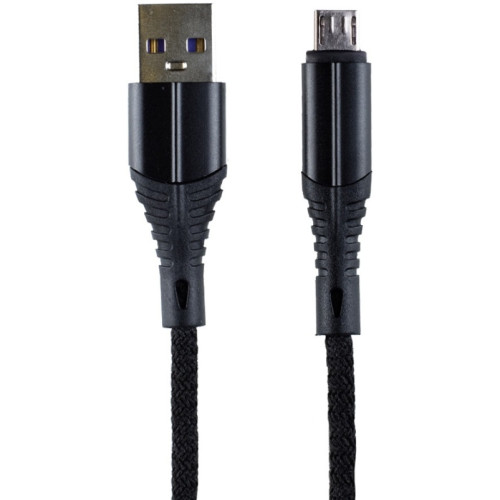 Кабель USB 2.0 A вилка - micro USB 1 м ZIBELINO нейлоновый 2.1А  черный