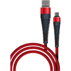 Кабель USB 2.0 A вилка - Type C 1 м Borasco 3А Fishbone усиленный красный