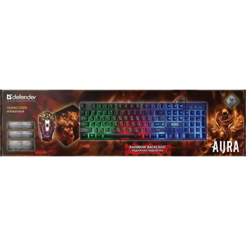 Набор игровой Defender Aura MKP-117 черный (521170) (*5)